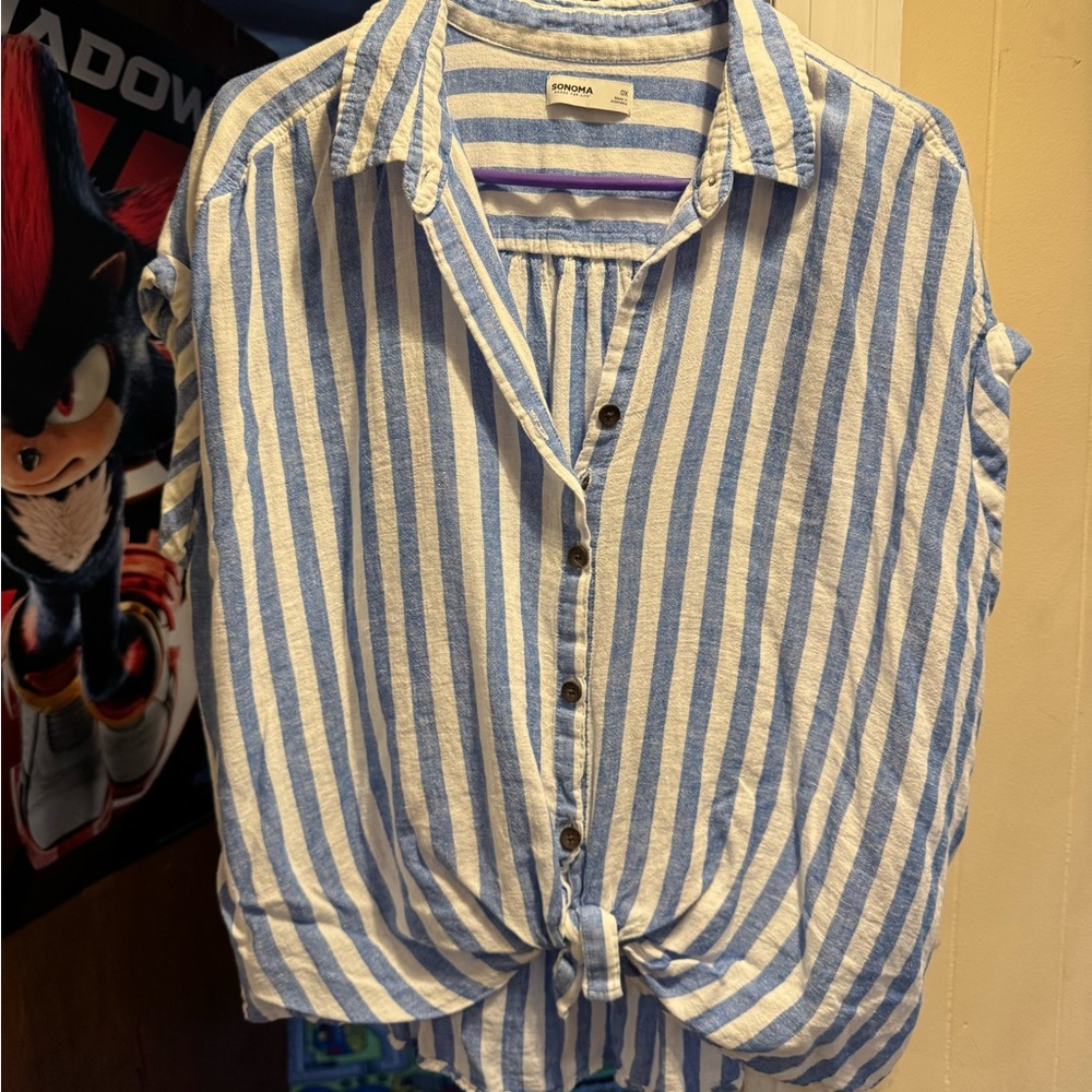 Sonoma Blue and White Striped Blouse